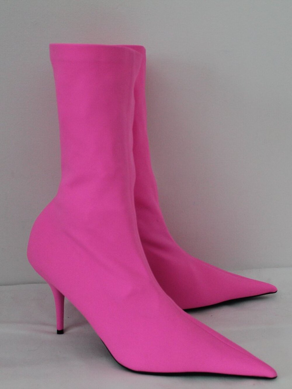 NEW Balenciaga Knife Bootie Stretch Spandex Bright Pink Heels Sock Boots 41.5